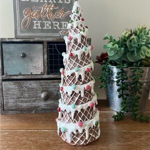 New 10” Decorative Gingerbread Frosted waffle Cone Tree